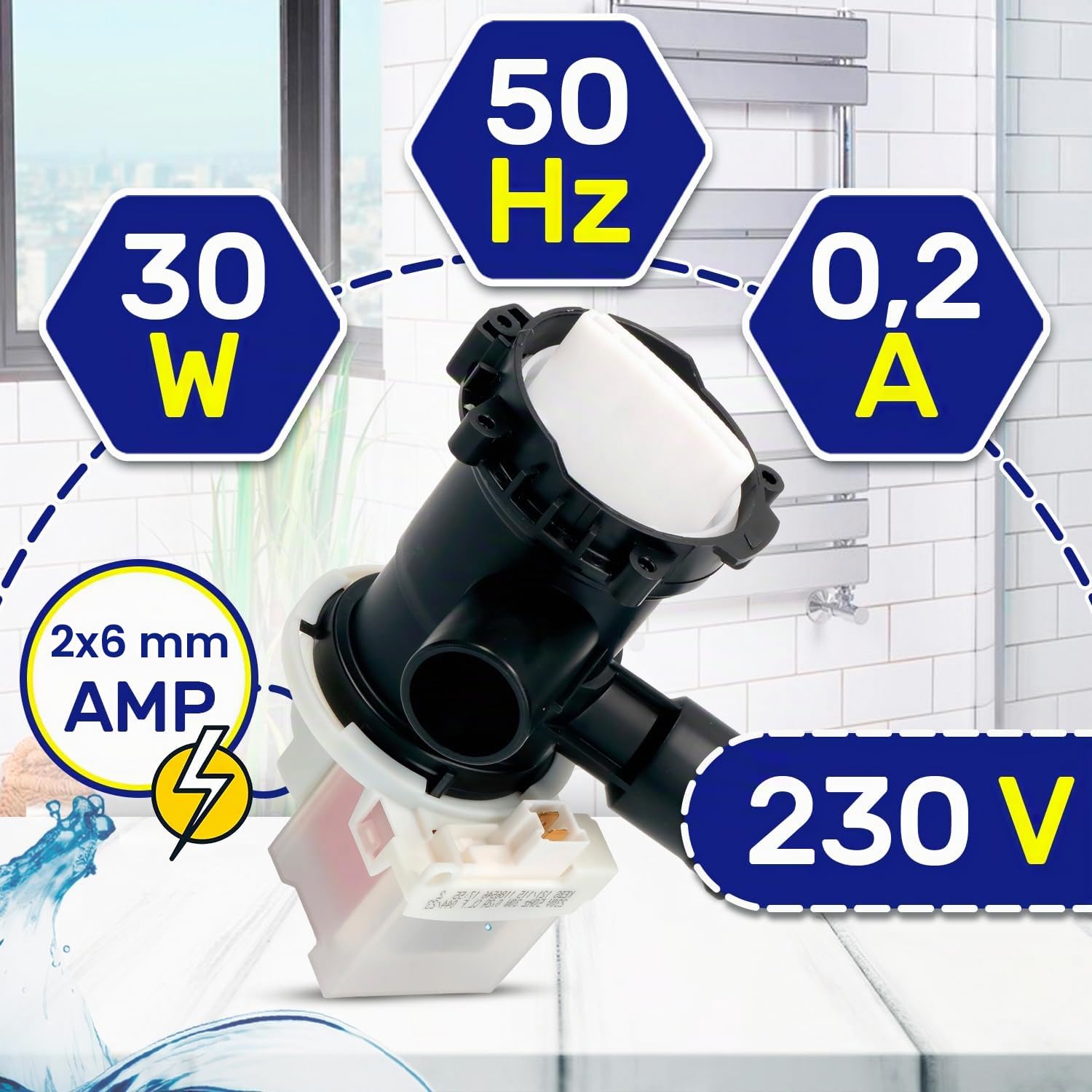 Bomba de Desagüe para Lavadora 30W 0,2A 00146083 para Bosch para Siemens