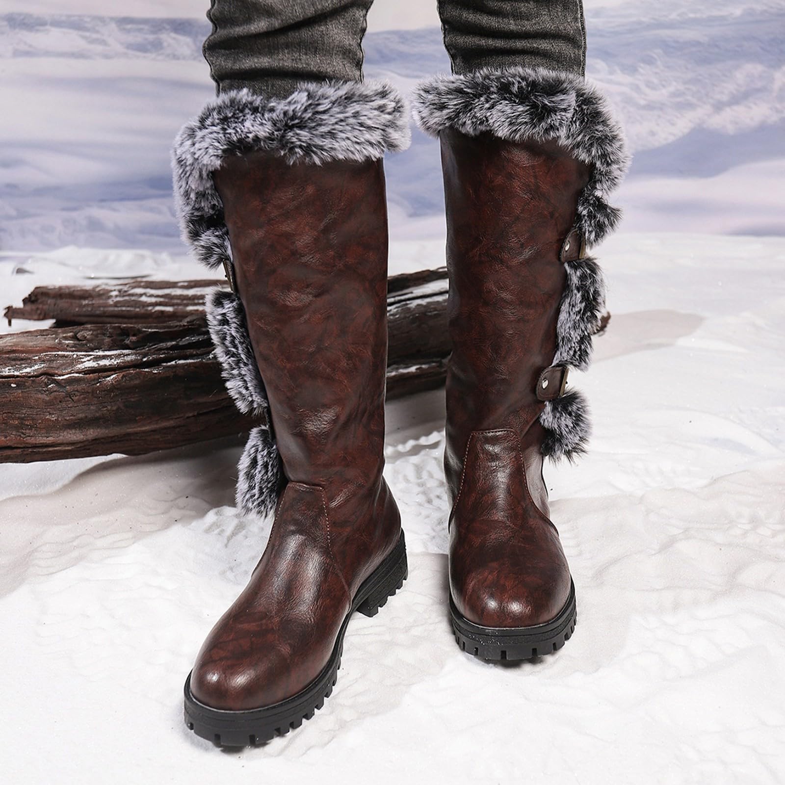 Générique Botte Femme Hiver Imperméables Fourrées Chaude Bottines Confortable Antidérapante Mi-Mollet Chaussures Chaudes Résistant À L’humidité Fermeture Éclair Bottes Outdoor Randonnée Courses