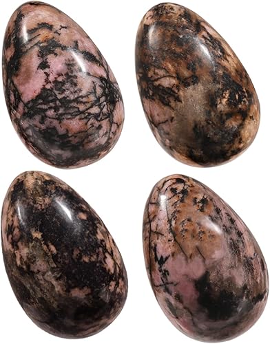 Rockcloud Paquete de 4 piedras de huevo pulidas para decoración de mesa de oficina en casa, Piedra