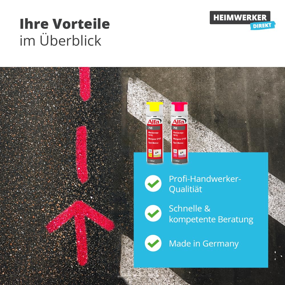 Alfa Markierungsspray Neon-gelb 500 Ml – Profi-Spray Für Präzise Markierungen Auf Allen Untergründen