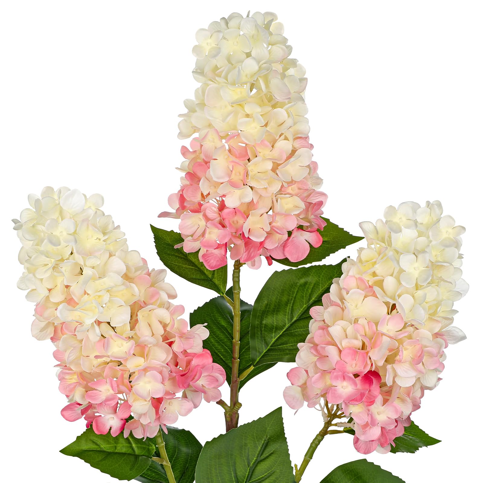 Briful 3PCS Fake Flowers Panicled Hydrangea Pinky White Artificial Flowers 28.7" Tall Artificial Hydrangea Flowers, Silk Flowers Long Stem for Floral Arrangement Home Farmhouse Decor — image 1