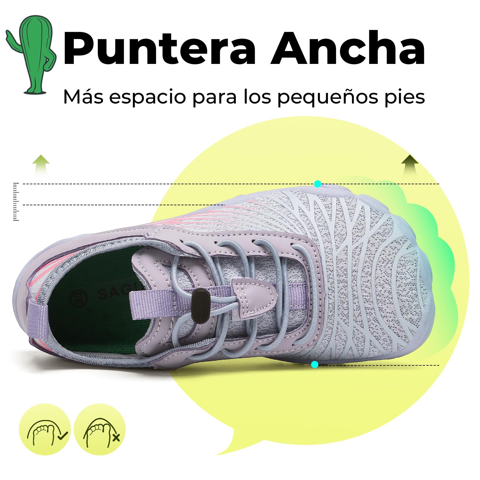 SAGUARO Zapatos descalzos para niños, de secado rápido, transpirables, con puntera ancha, talla 25-35