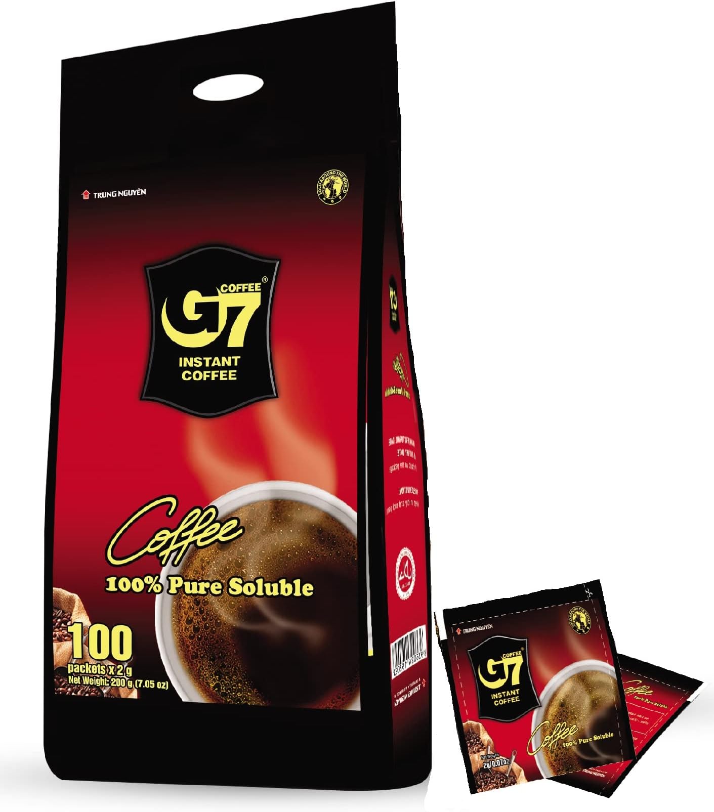 G7 Black Instant Vietnamese Coffee 7.05 ounces (200gram), 100 Packets
