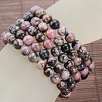 Vista 731 de MASSIVE BEADS Pulsera elástica de yoga hecha a mano con piedra natural, cristal curativo, energía, regalos para adultos unisex de 0.157 in, 0.236