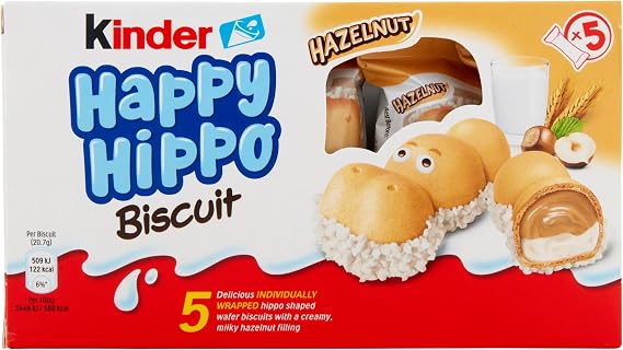 Kinder Happy Hippo Hazelnut Biscuit Bars, Pack of 10 x 103.5g | Bulk Chocolate Gift, Crispy Wafer with Milk Chocolate and Hazelnut Filling