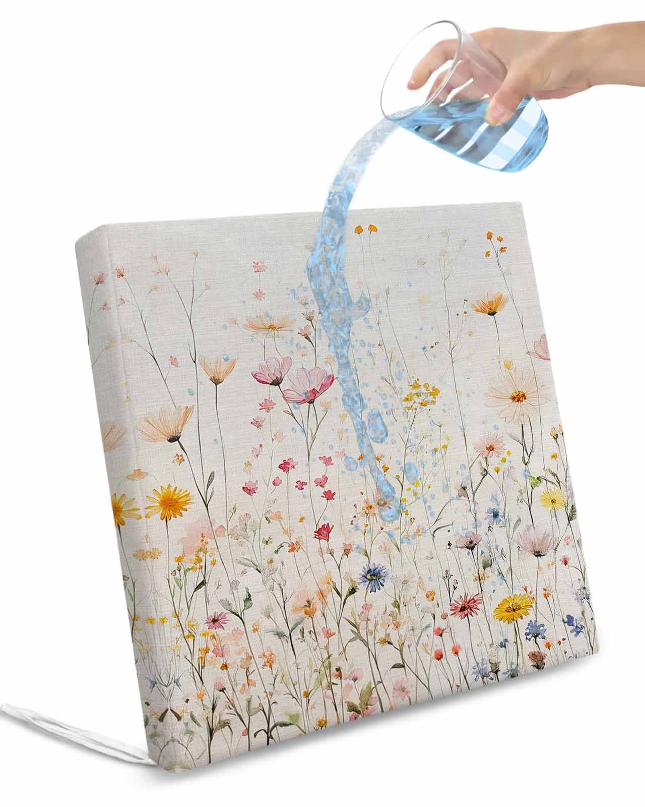 Hokiten Spring Flowers Outdoor Cushion Chair Cover Set of 2 - Waterproof Couch Seat Covers, Pastoral Vintage Botanical Floral Patio Furniture Protector Cushions Slipcovers for Sofa/RV, 20