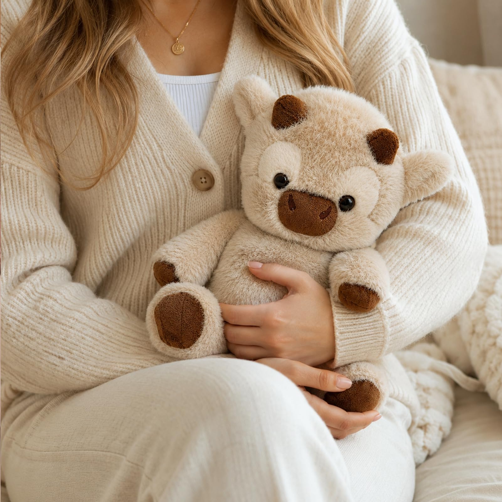 Peluche Mucca Che Corre,45 cm Adorabile Animale Peluche Muccas Pelosa,Pupazzo Che Corre,Running Highland Cow Peluches Mucche per Alleviare Lo Stress,Peluche Animali,Peluche Bambole