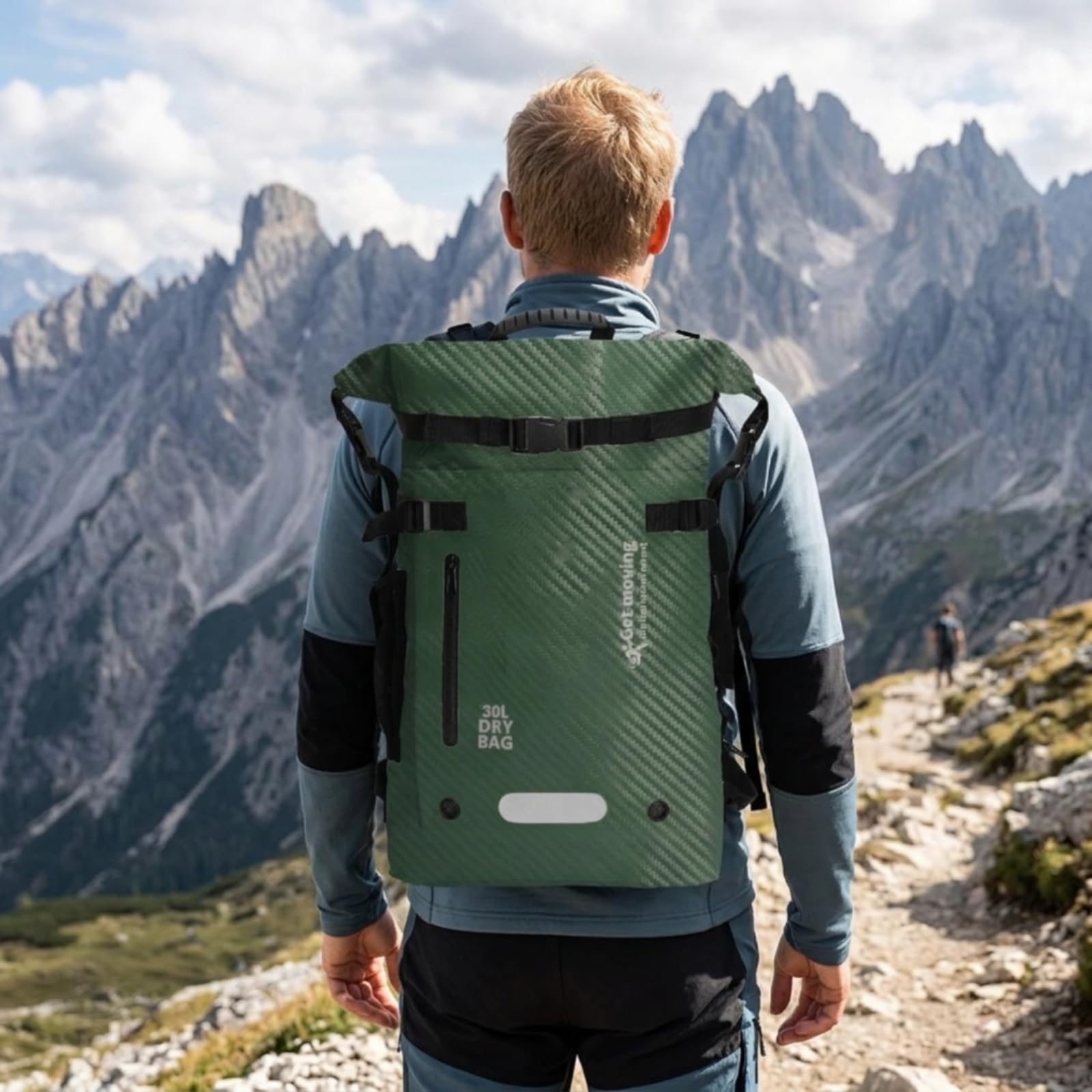 Zaino Impermeabile Galleggiante Zaino Roll-Top Antigraffio Sacca Stagna con per Viaggiatori, Escursionisti, Borsa Impermeabile Da 30L, Array, Verde Scuro