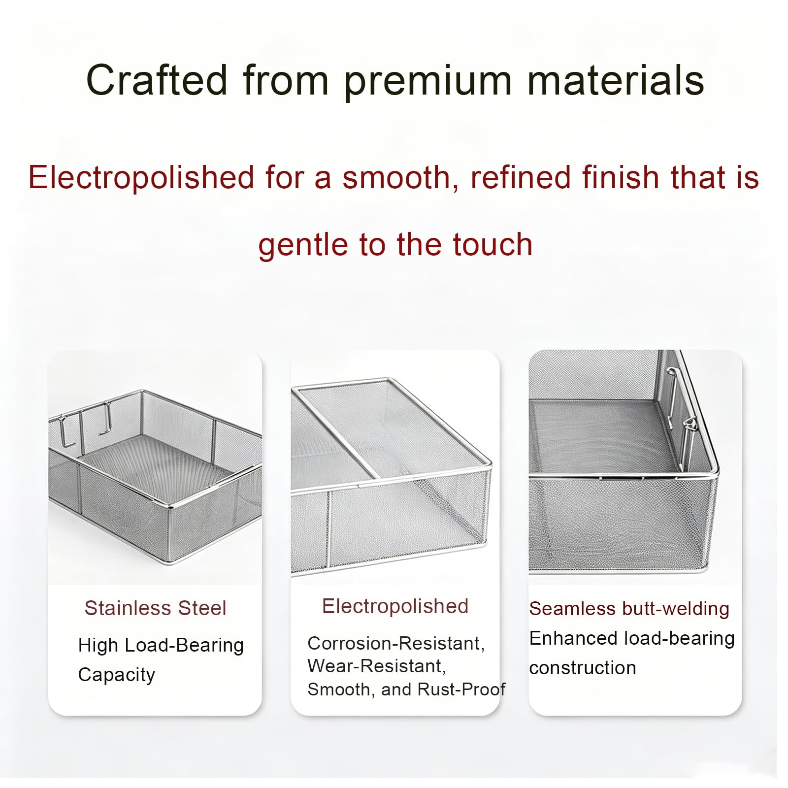 Cesta para instrumentos quirúrgicos, bandeja de malla de acero inoxidable 304 con mango retráctil para herramientas médicas y uso ortopédico, seguro para autoclave, diseño duradero