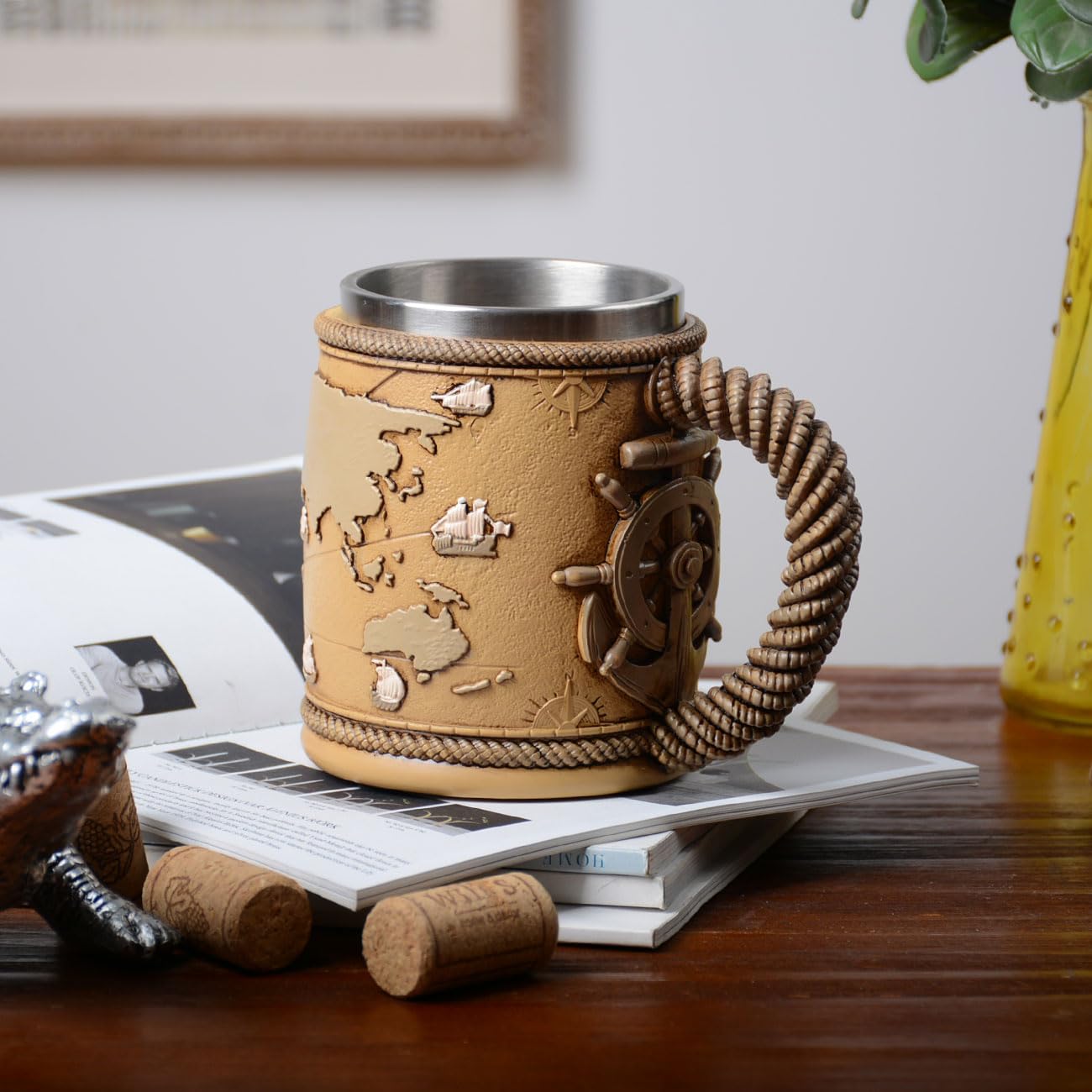 HAUCOZE Taza de Cerveza Jarra de Cervez con Acero Inoxidable Taza, Regalo de Oktoberfest y Cumpleaños para Hombres Padre Esposo 450ml
