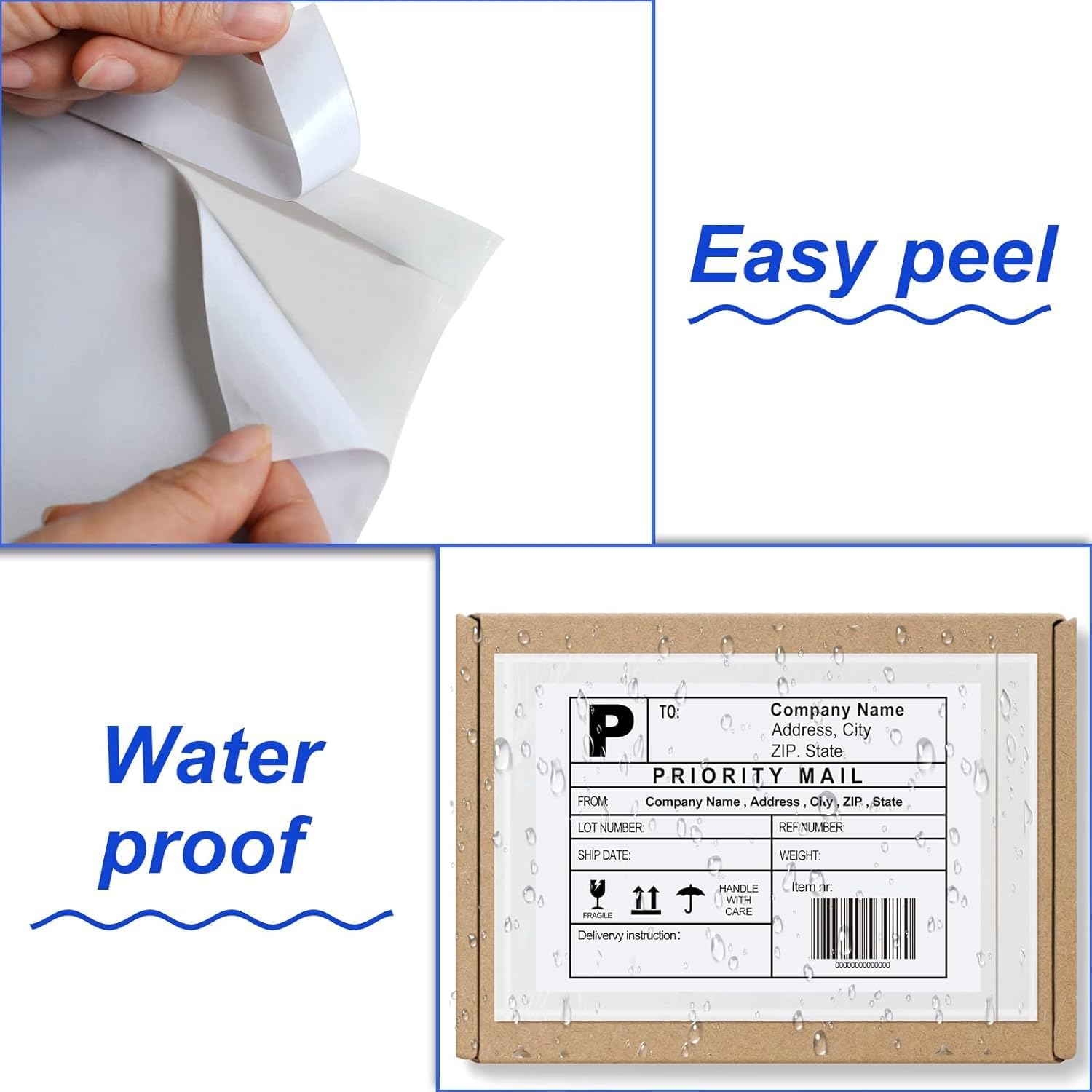 9527 Product 7.5" x 5.5" Clear Adhesive Top Loading Packing List, Clear Packing List Pouches, Shipping Label Envelopes (50 Pack) - Image 3