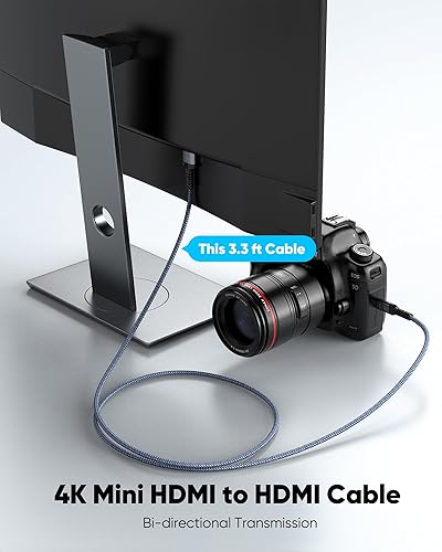 Vista 26 de Highwings Cable mini HDMI a HDMI de 10 pies, 4K 60Hz de alta velocidad HDMI a Mini HDMI Cable macho bidireccional 2.0 cable, para HDTV, tableta, Gris