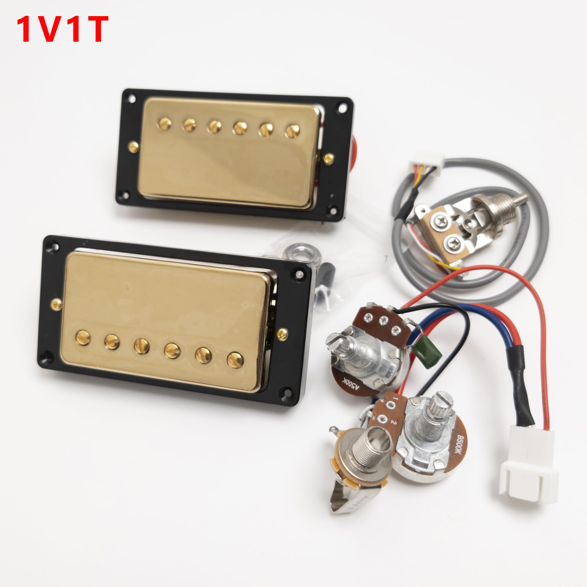 Pickup Humbucker per chitarra, pickup al collo del ponte con cablaggio 1V1T per chitarra elettrica Gibson, parti di ricambio (nero)