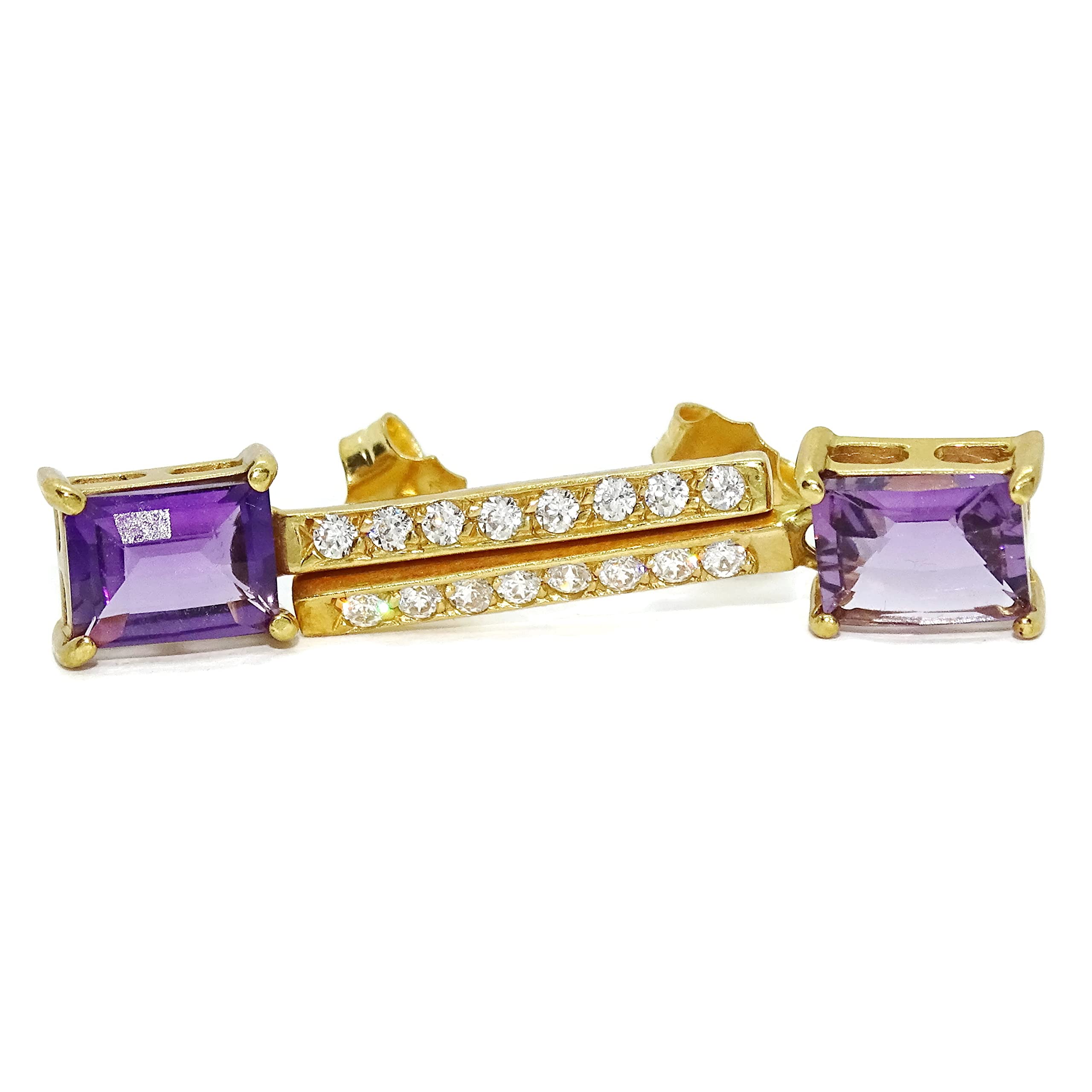 Boucles d'oreilles or jaune et améthyste pour illuminer vos soirées - 8
