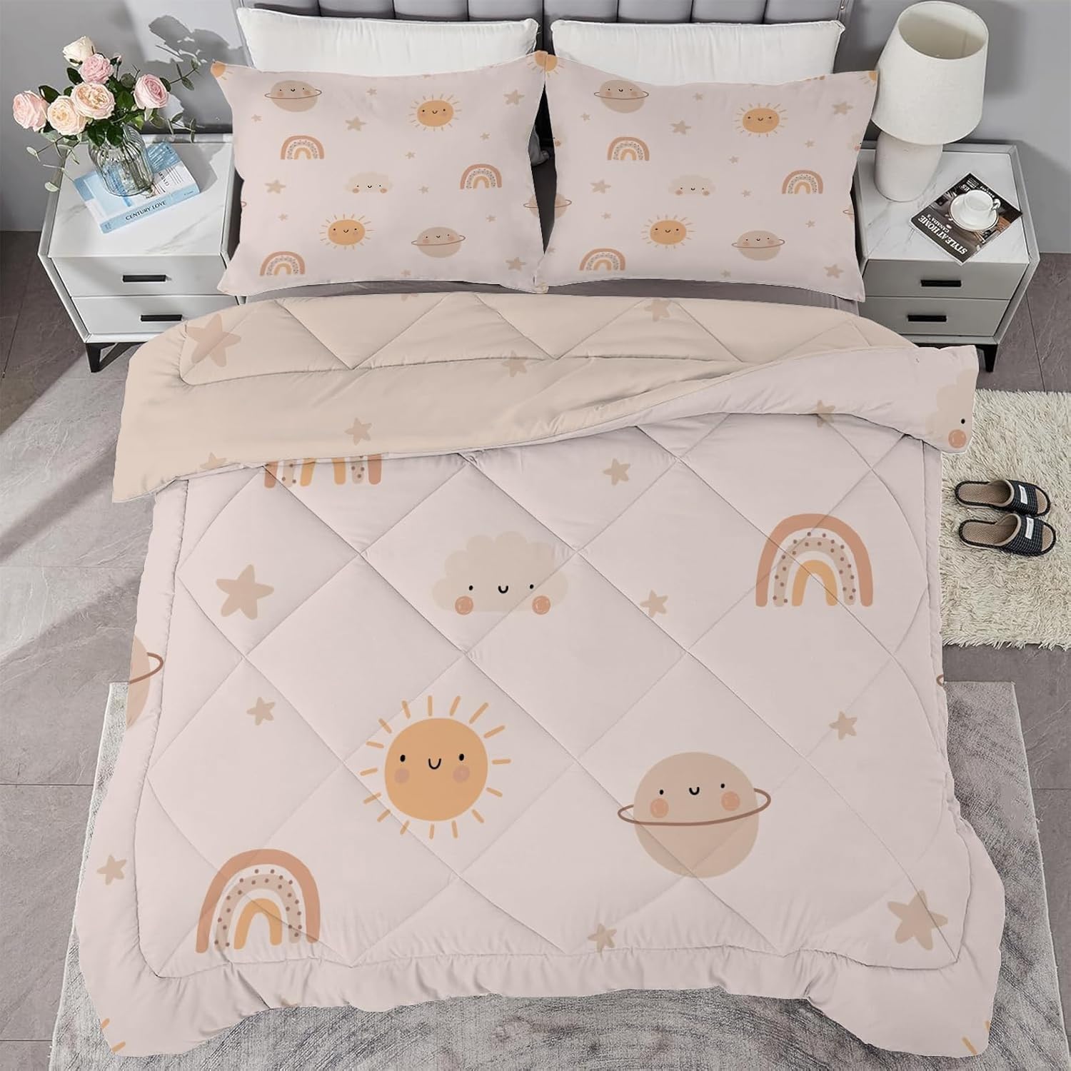 Couette chaude mignonne 240x260 en microfibre douce lavable directement en machine