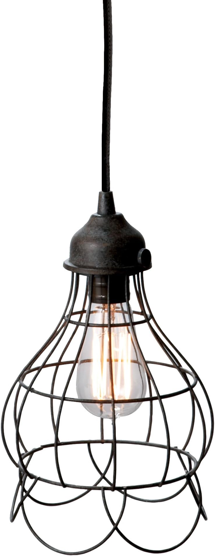 Gilded Barn Elk Wire Rose 1 Mini Pendant Light in Rustic Carob, 6W X 6D X 6H, Black