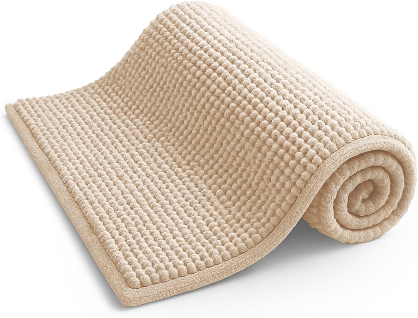 KEPLIN Non-Slip Microfibre Bath & Toilet Mat - Soft, Plush & Comfortable Rug with Machine Washable Design - Water Absorbent & Quick Drying to Keep Bathroom & Home Hygienic & Clean - (40x60cm) Beige