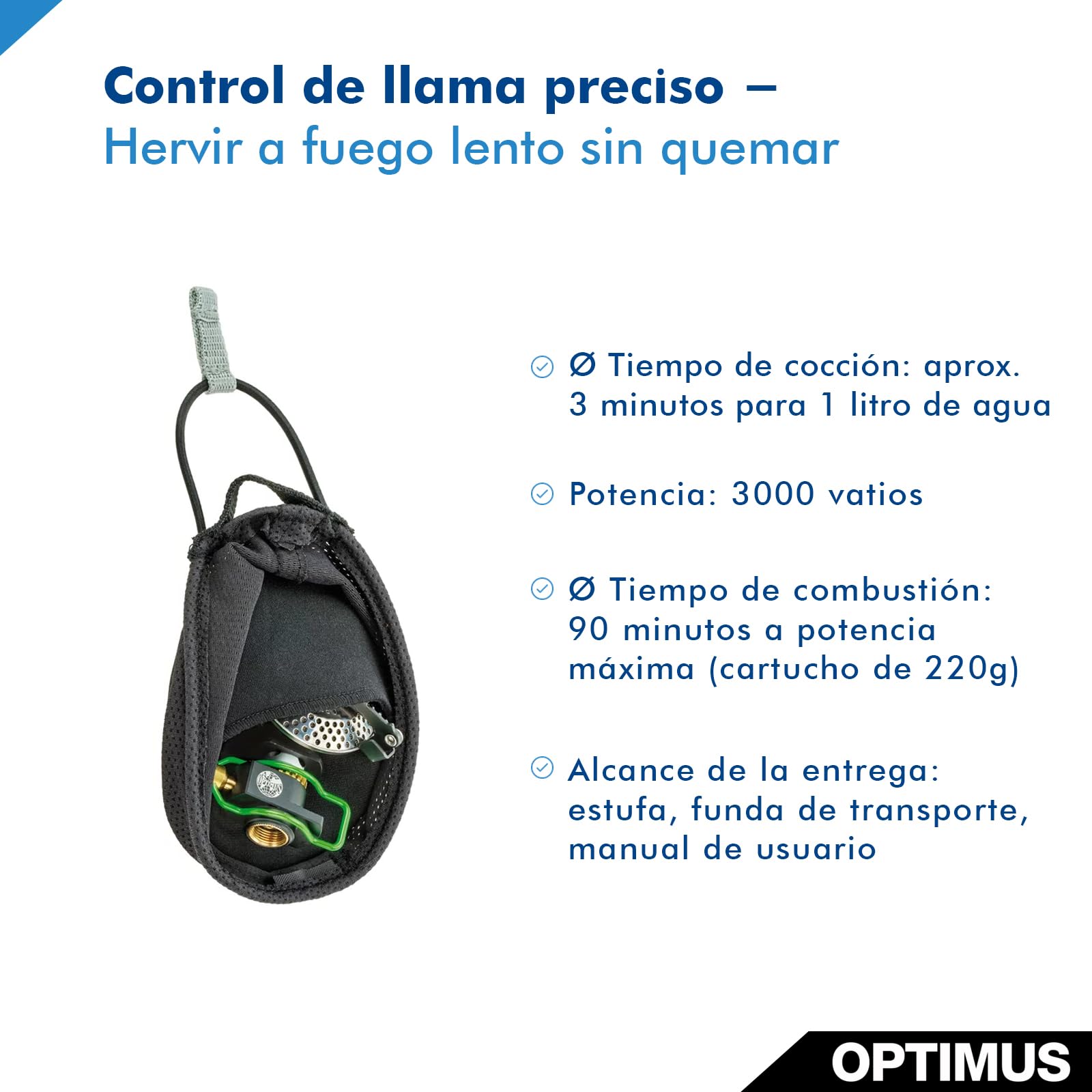 Optimus Crux 8019260 - Estufa de gas compacta, 3000W