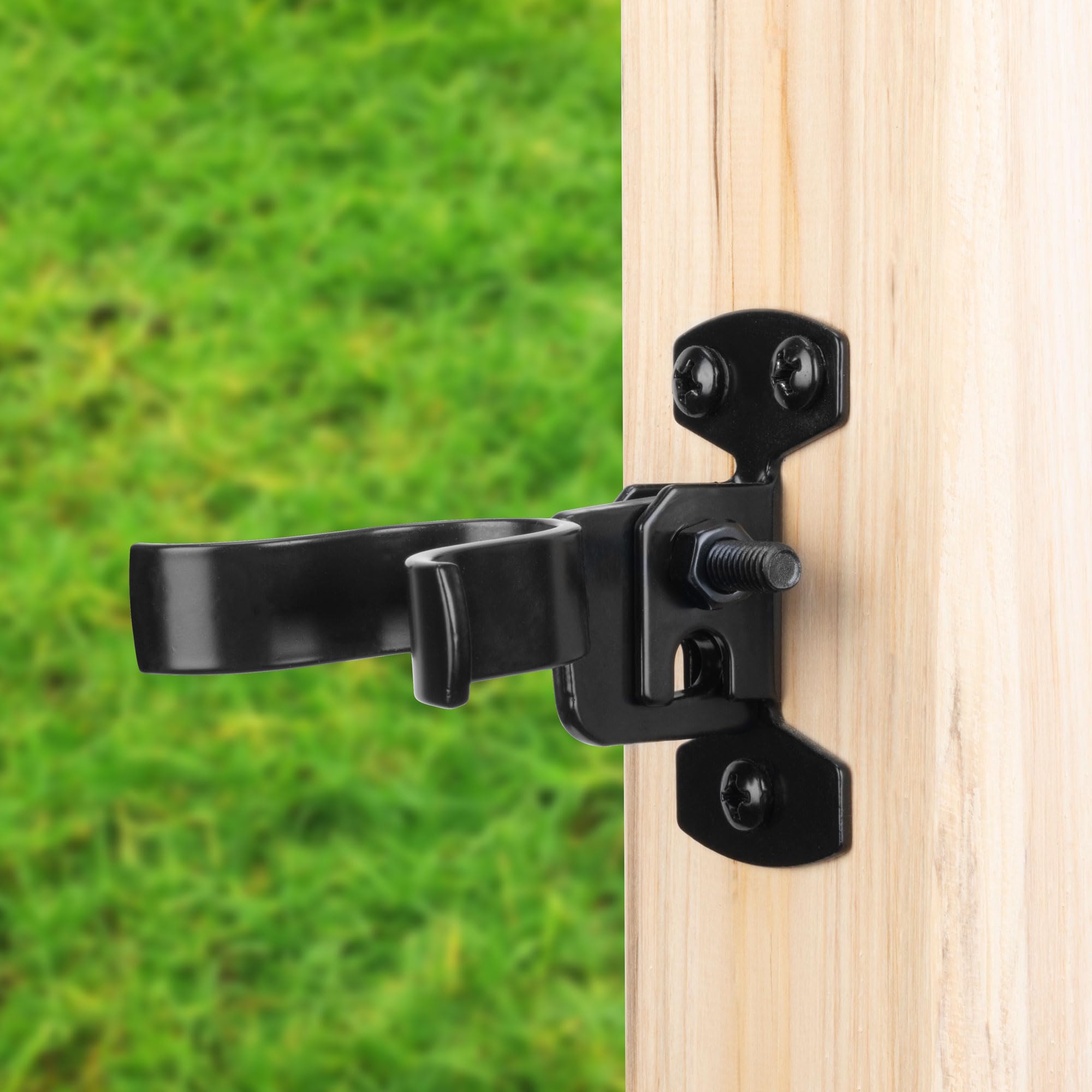 SANKINS4pcs 1-3/8" Wall Mount Chain Link Fork Gate Latch Flat Back, Gate Fork Latch with Hole for Padlock, Chain Link Fence Latch Lock for Fence Gates Farms, Mounts to Post or Wall, Black