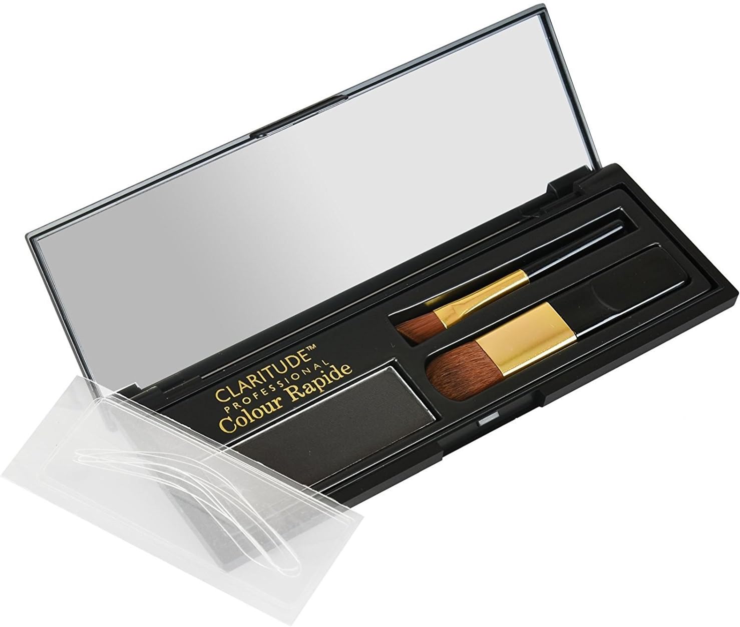Colour Rapide Root Cover Up and Eyebrow Defining Powder Makeup Set Kit Water Resistant Formula Includes Flip Mirror Case - Black