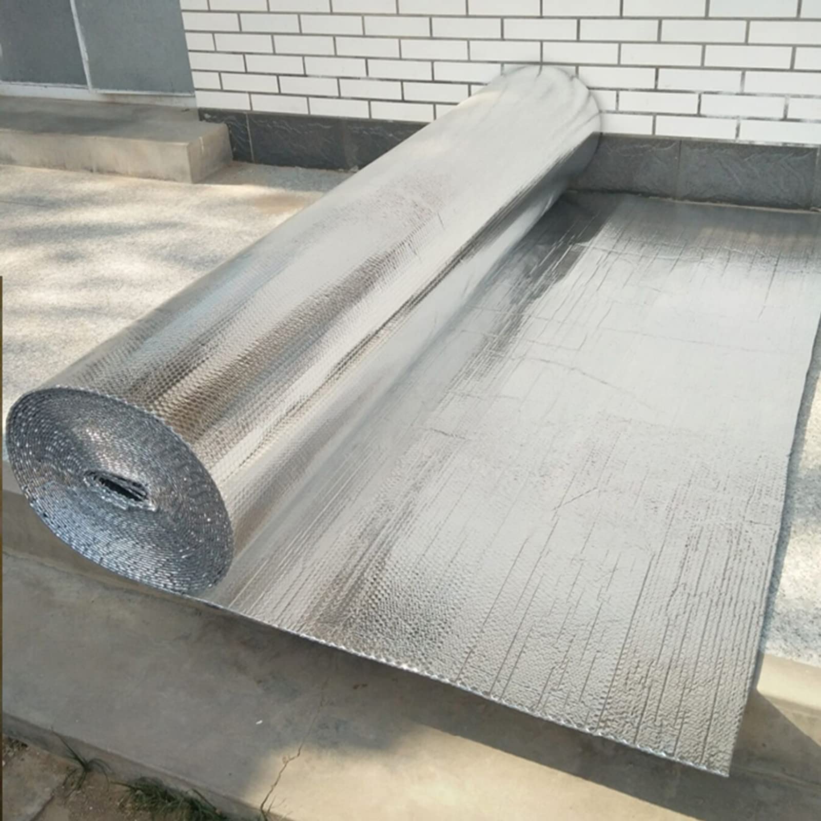 Isolante Termico Pannelli Coibentati Rotolo,Pellicola Riflettente Termoriflettente a Bolle,Rotolo Isolante Riflettente,Isolante Multisuo a Doppio Strato Termico Riflettente,10mm（thk）,1 *8M (8m²)