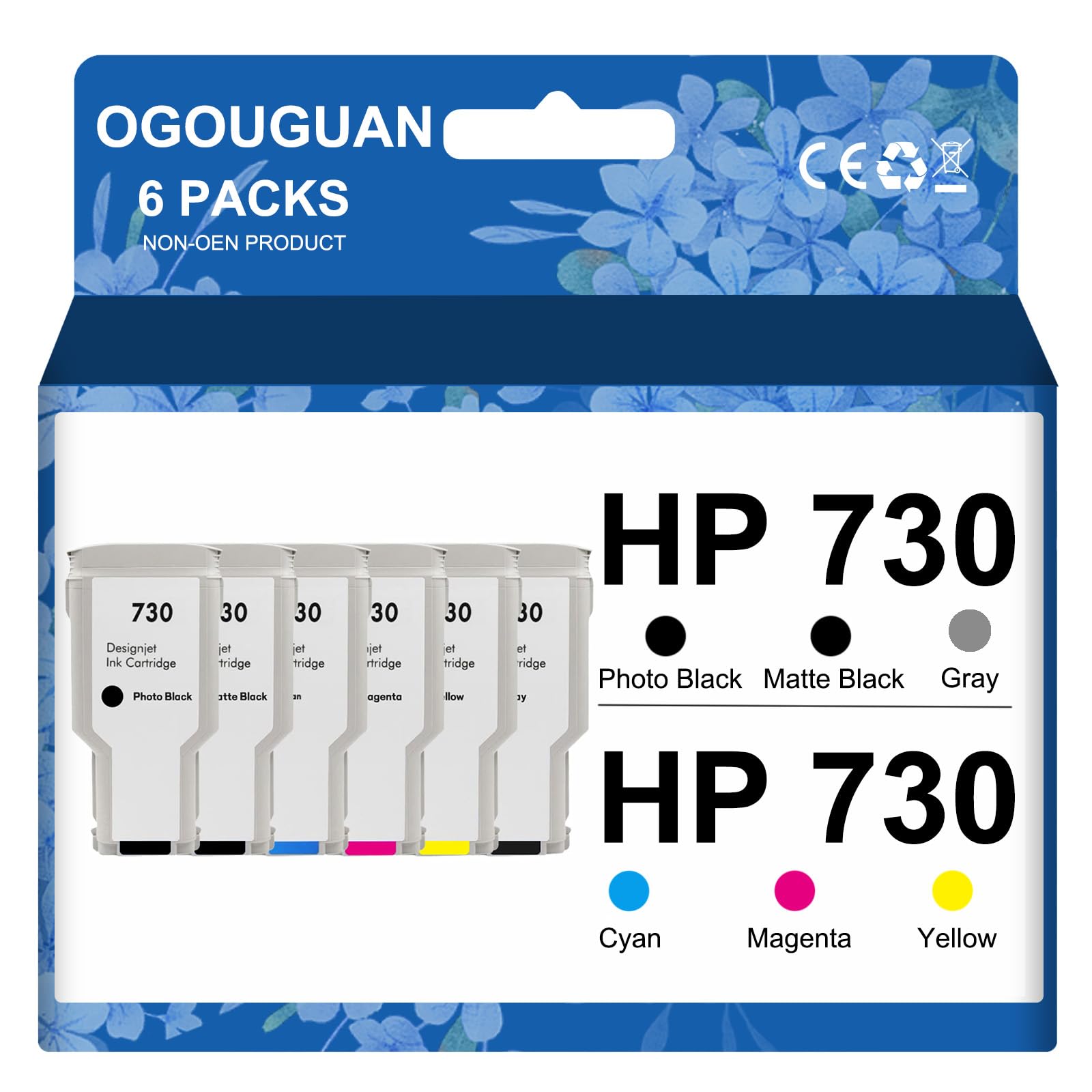 Amazon.co.jp: OGOUGUAN HP用 730 300ML 互換インクカートリッジ 対応