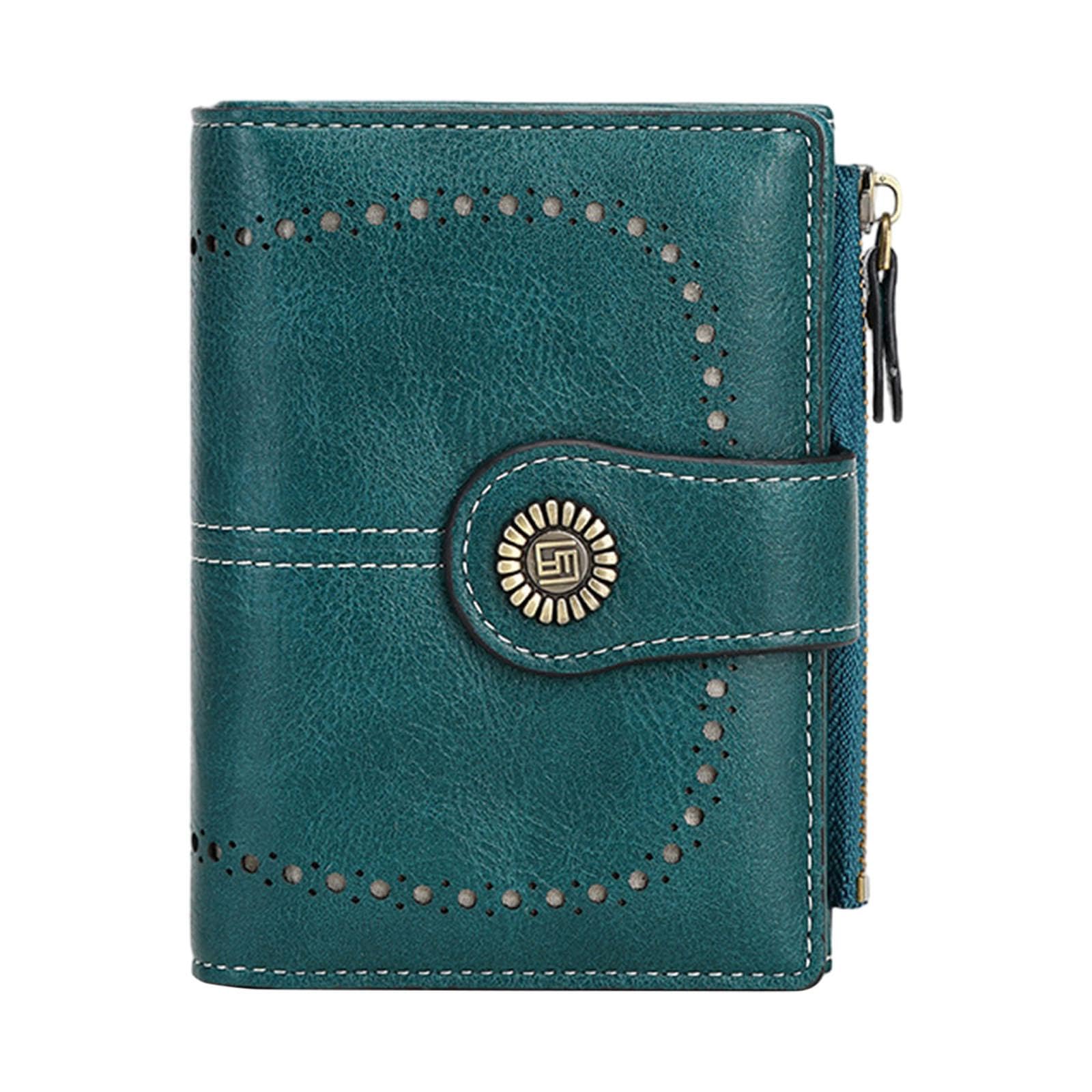 women wallet credit card holder gift compact purse for travel trip commuting peacock blue