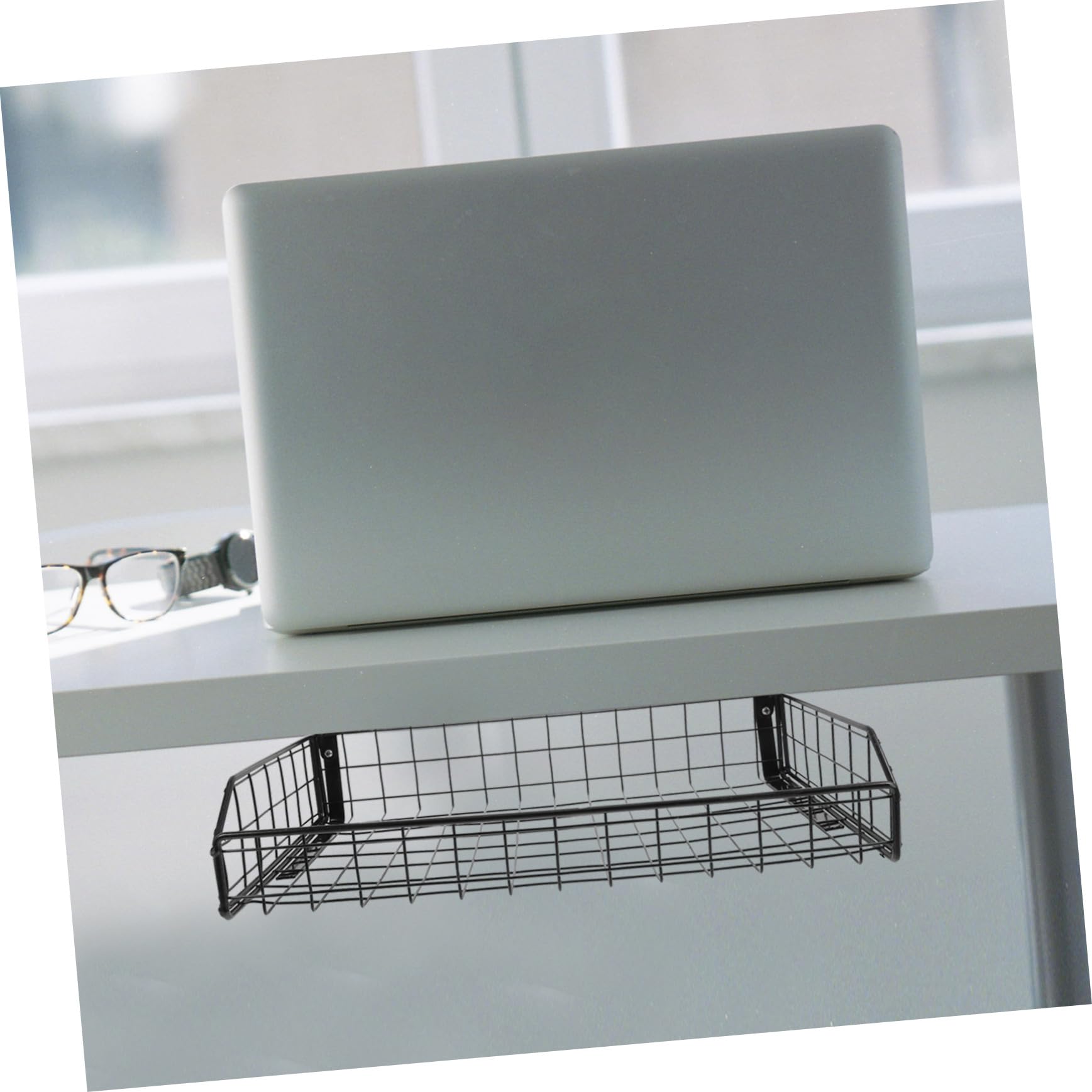 Hohopeti Organizzatore di Cavi da Scrivania, Cable Organizer Box in Ferro, Riutilizzabile, Nero, per Office e Under Desk, Ordine per Cavi