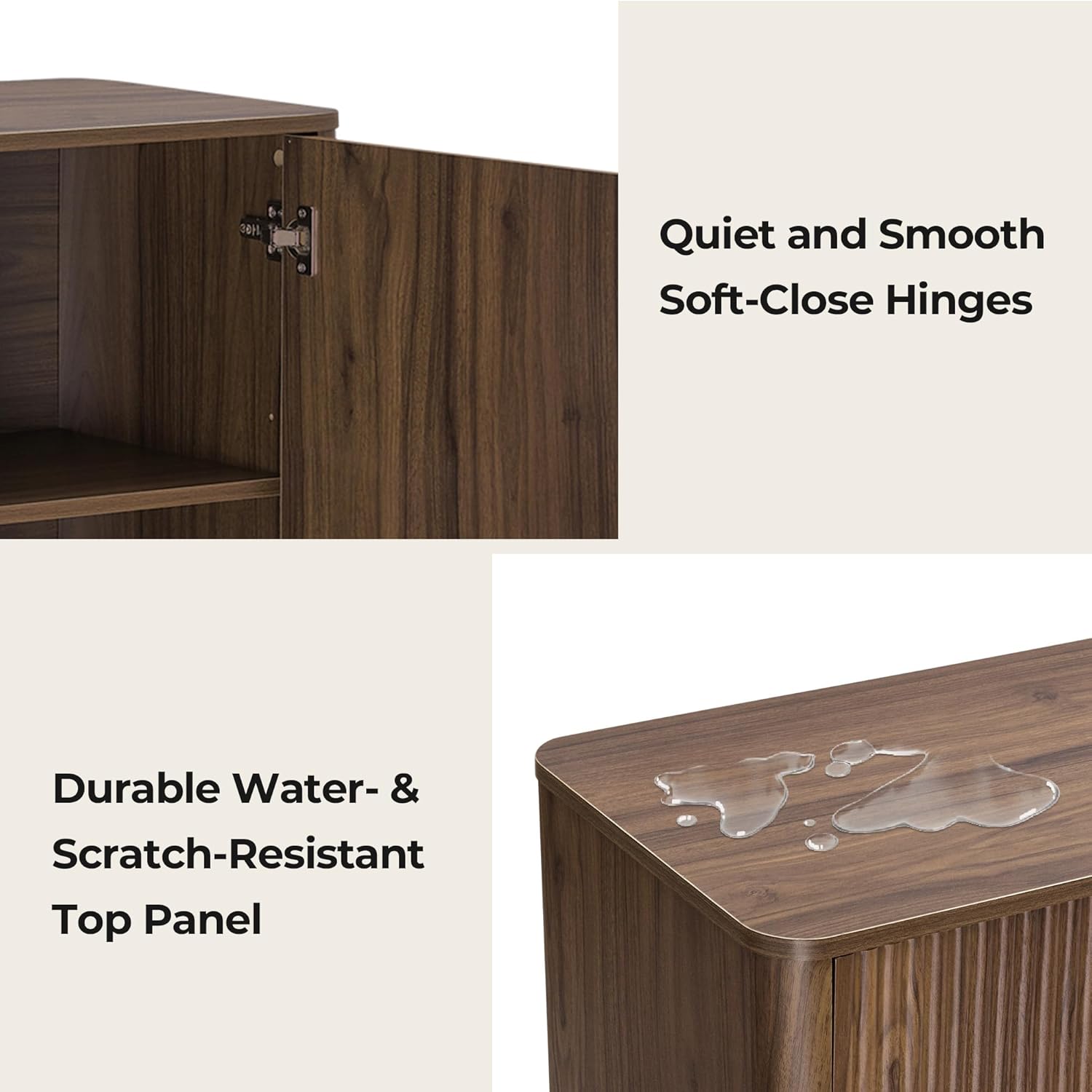 CHITA 62" Sideboard Buffet Cabinet with Storage, Living Room Accent Cabinet with Drawers, Doors and Adjustable Shelves, for Bar, Kitchen and Dining Room, Walnut Walnut Set of 1