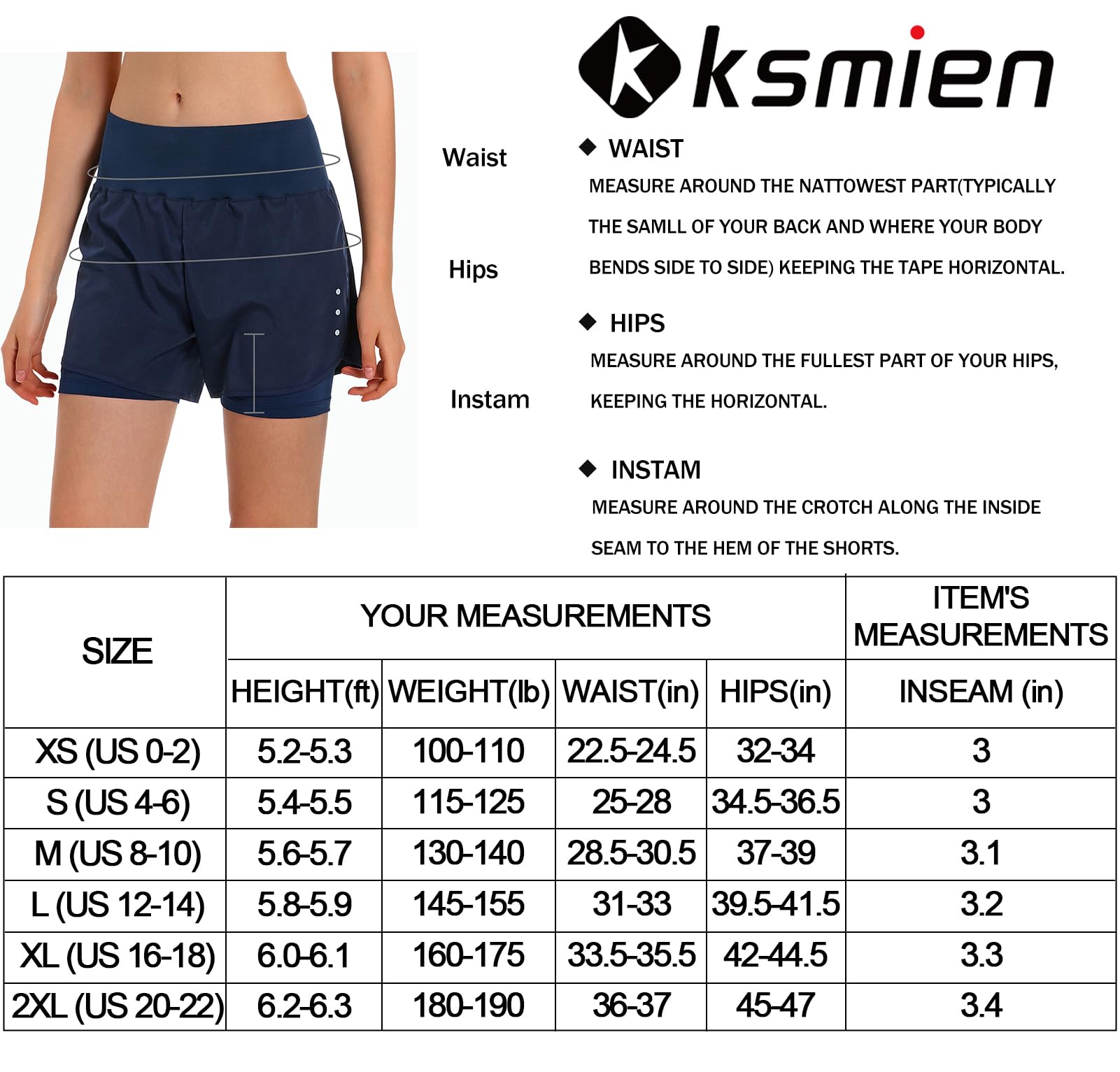 Ksmien Short de Course 2 en 1 pour Femme, léger, athlétique, entraînement, Gym, Yoga, avec Poches pour téléphone