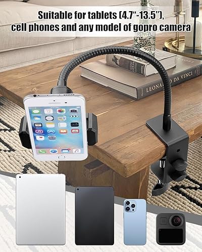 Miniatura 6 de Soporte para tablet compatible con iPad Switch Galaxy Tabs Kindle Otros dispositivos de 4.7 a 13.5 pulgadas, soporte flexible de cuello de cisne de