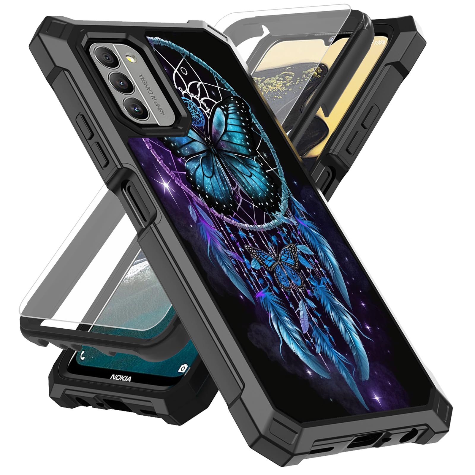 SDDFRHGH for Nokia C300 Phone Case/Nokia G100 Phone Case with Screen Protector Tempered Glass (Model N155DL/N150DL,6.52"),Shockproof TPU Rugged