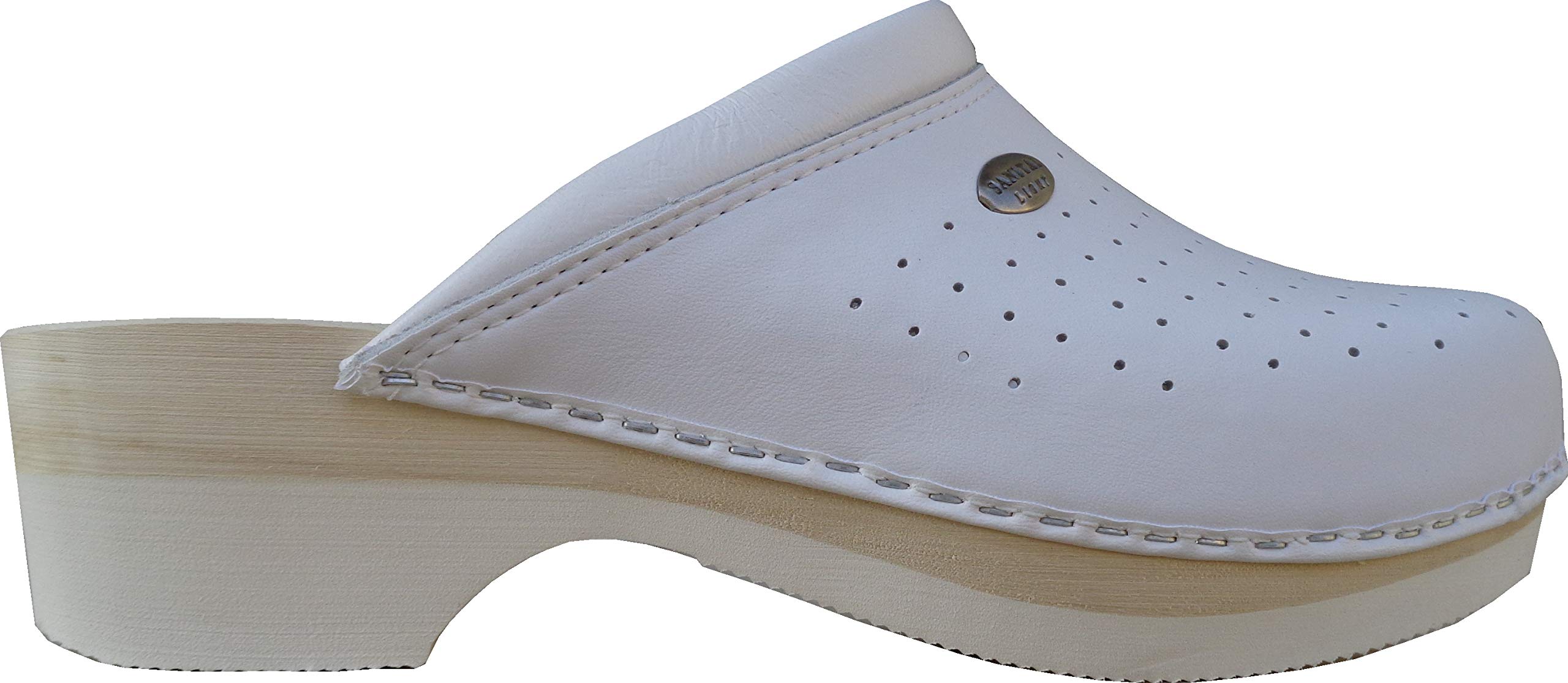Ciabatte Anatomiche Comfort sanitarie con Zoccolo in Legno da Uomo Bianche.Sanital light 2750