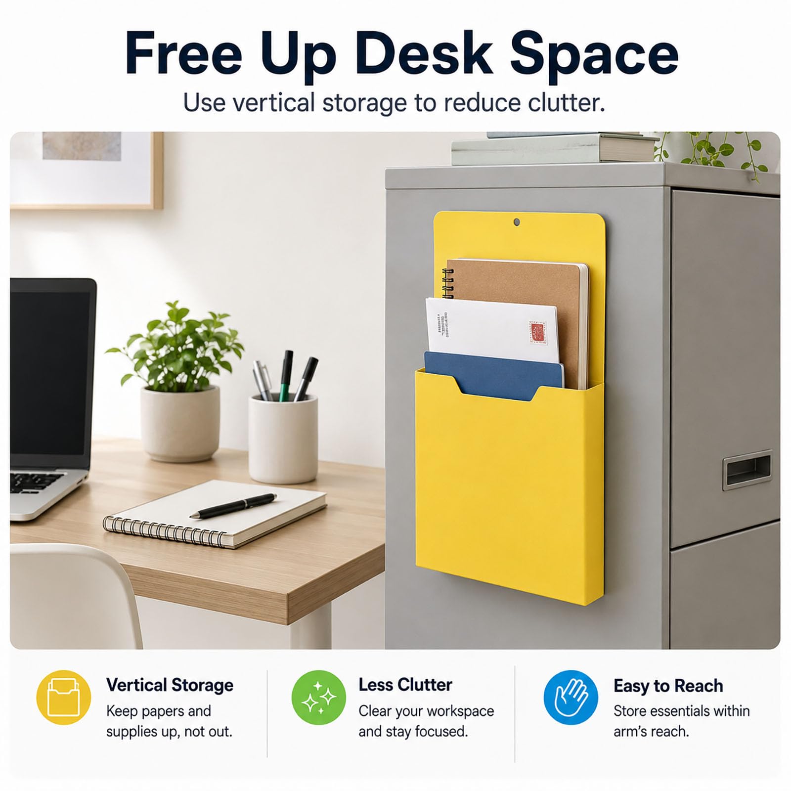 Magnetic File Holder, A4 Wall Organizer for Classroom Whiteboards (4PCS)