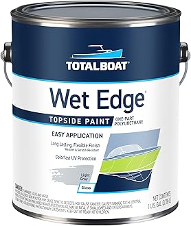 TotalBoat Wet Edge Topside Marine Paint Premium Polyurethane Coating for Boats, RVs, Exterior Trim, Fiberglass, Metal, and Wood (Light Gray, Gallon)