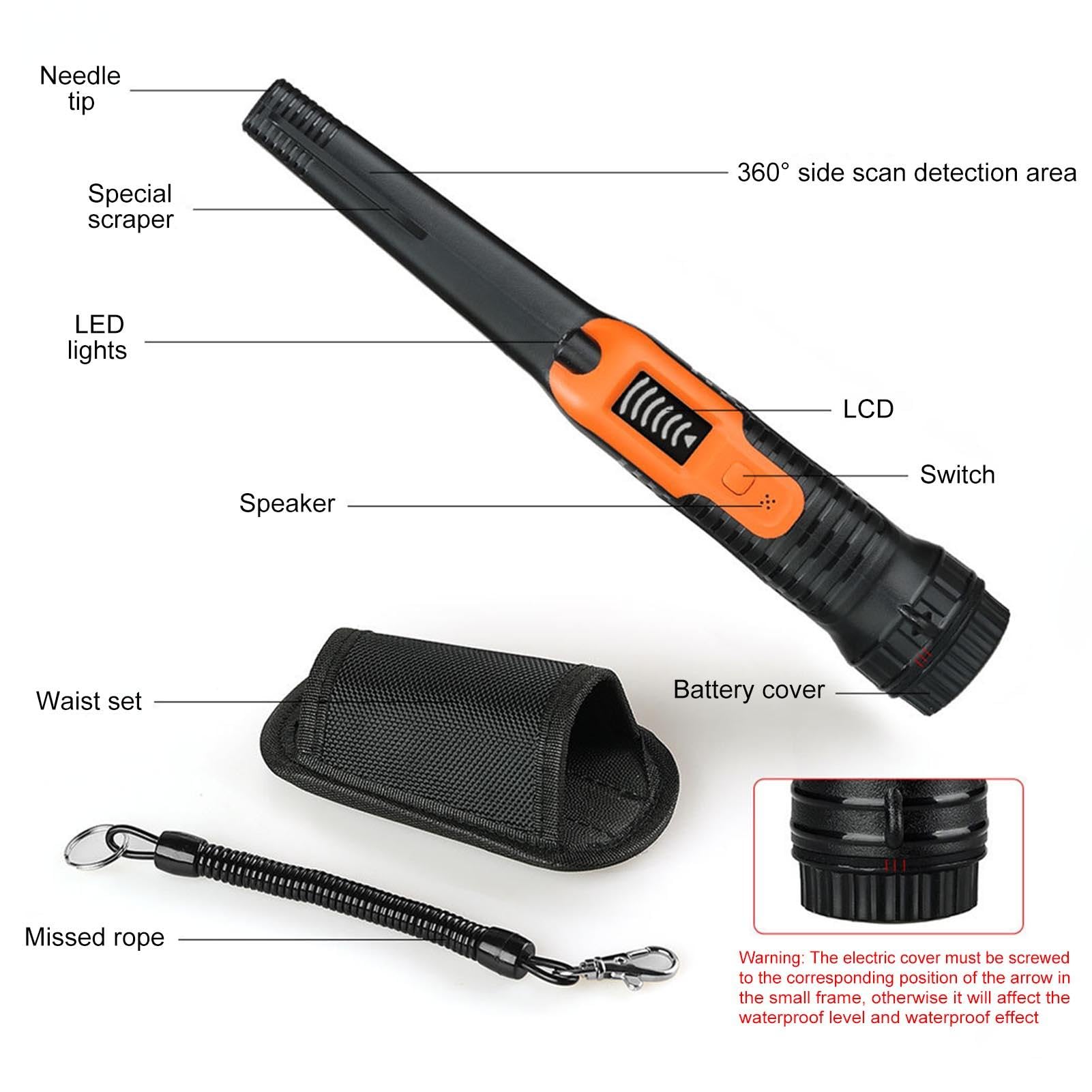 Metal Finder Detector, Metal Detector oro,Cercatore d'oro, IP68 impermeabili - per rilevatori ad alta sensibilità, luce LED, scansione a 360°, alta precisione