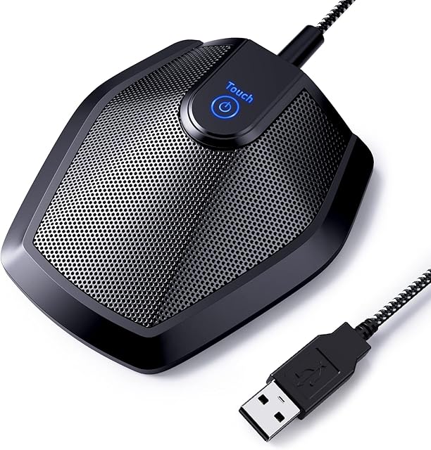 TONOR USB Conference Microphone, Omnidirectional Boundary Condenser PC Microphones for Conference Meeting Plug & Play with Mute Buttom Compatible with Mac OS X and Windows