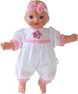 Baby's First Goldberger 13" Bundle of Joy Caucasian Baby Doll - White Terry Cloth Jumper Outfit with Matching Headband