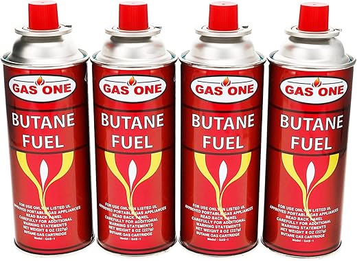 Gas One 4 Pack - 8oz Camping Fuel Canisters for Portable Gas Stoves - UL Safety Certified - Made In Korea