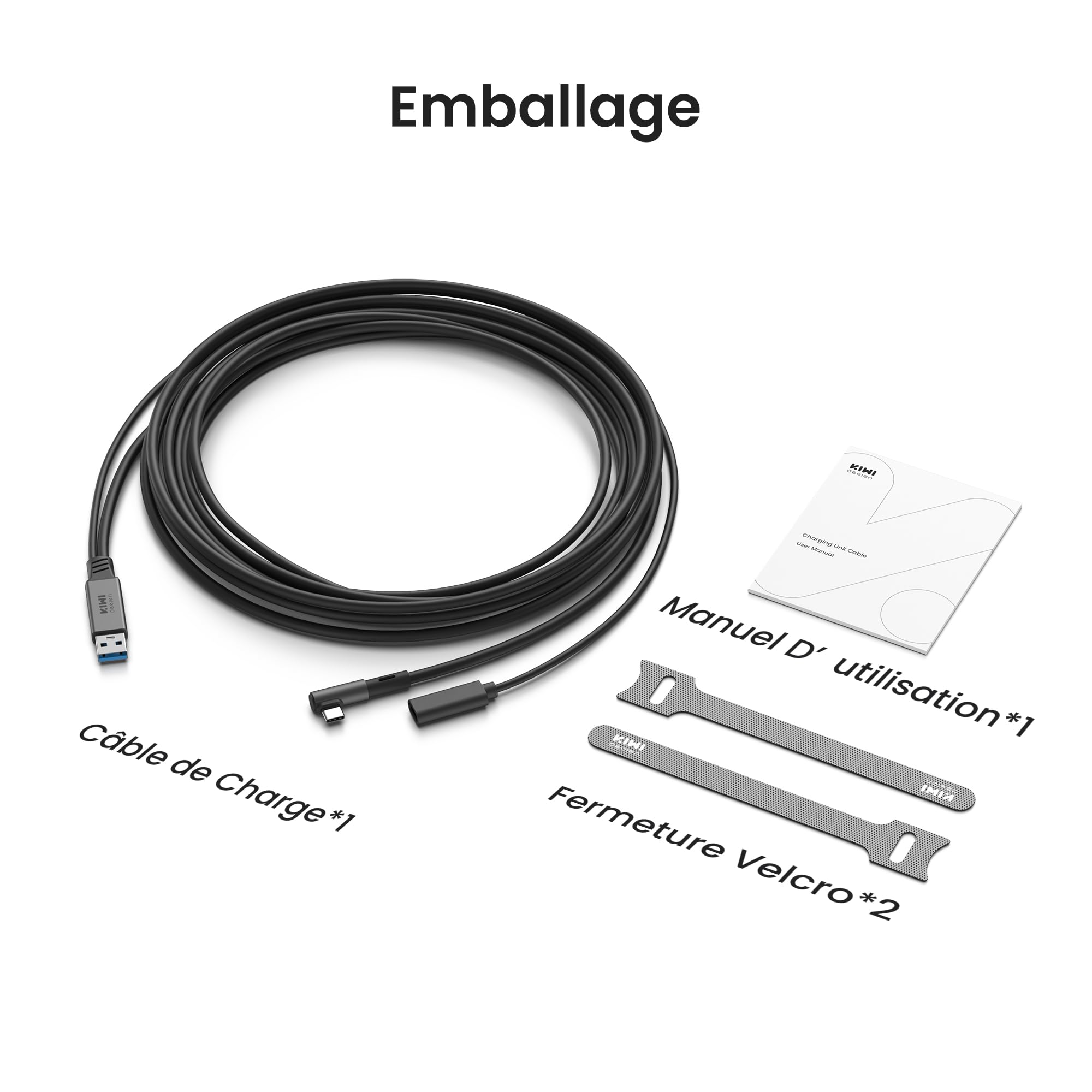KIWI design Câble Link avec Chargement 5M Compatible avec Meta Quest 3s Quest 3 Quest 2/Pro/Pico 4 Accessoires et PC/SteamVR, Câble USB 3.0 à USB C Link avec Super Rapide 5 Gbps, pour Jeu Prolongé
