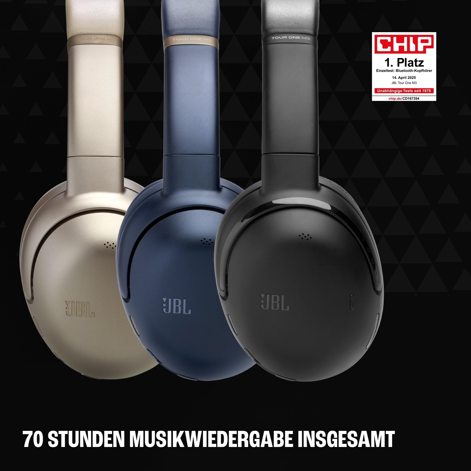 JBL Tour One M3, kabellose Over-Ear Bluetooth Kopfhörer, True Adaptive Noise-Cancelling, 70 Stunden Spielzeit, komfortablel, Spatial 360 Sound mit Kopfhörer-Tracking, USB-C kompatibel, Schwarz