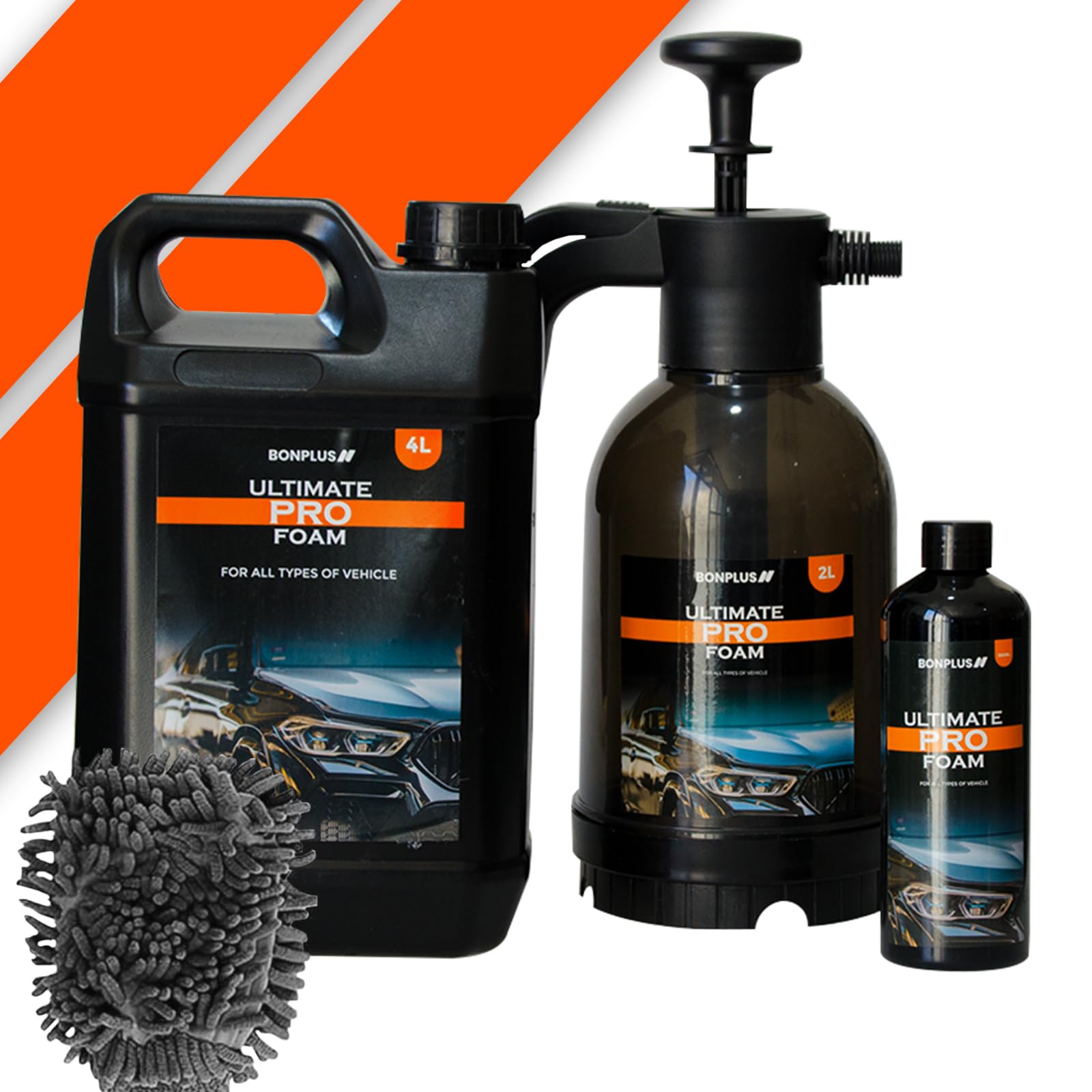 Kit di pulizia auto, guanto in microfibra, kit pulizia moto, cura e pulizia del veicolo, Detergente per parabrezza, Schiuma detergente per veicoli