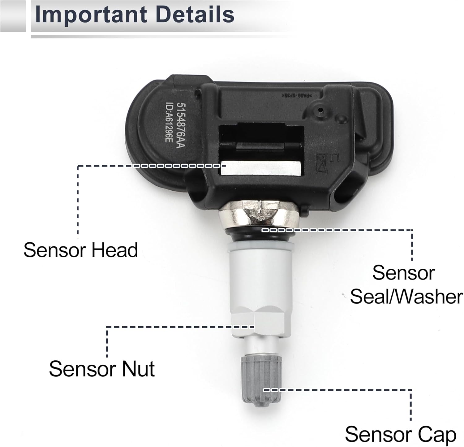Tire Pressure Sensor for Ram ProMaster 1500 2500 3500 2014-2021 Tire Pressure Monitoring Sensor No.05154876AA/5154876AA 4 Pcs