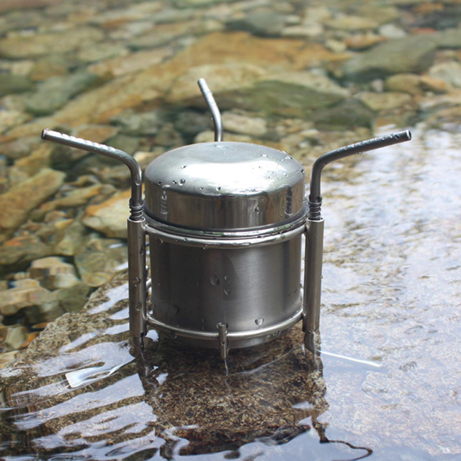 Réchaud de Camping à Alcool, réchaud Liquide Pliant ultraléger en Acier Inoxydable avec Support de Support pour Camping, Pique-Nique, Barbecue, Cuisson