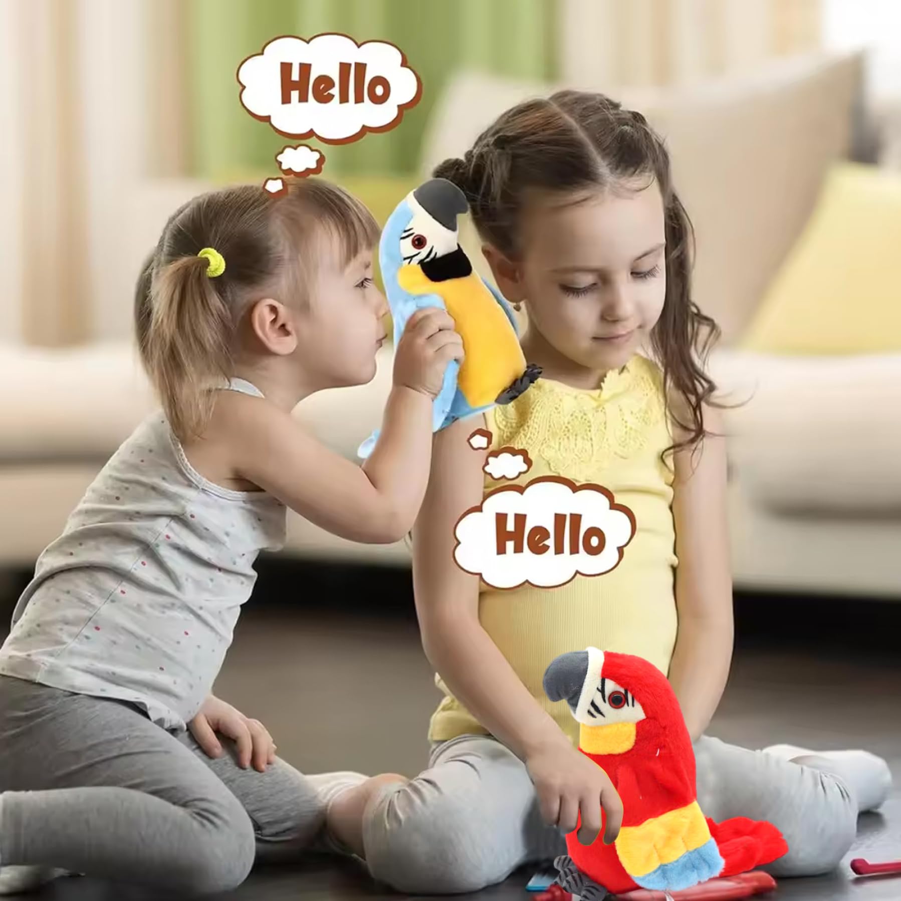Pack De 2 Loros Parlantes De Peluche – Juguete Interactivo Que Repite Lo Que Dices, Color Rojo, Sin Pilas Incluidas, Ideal Para Regalar