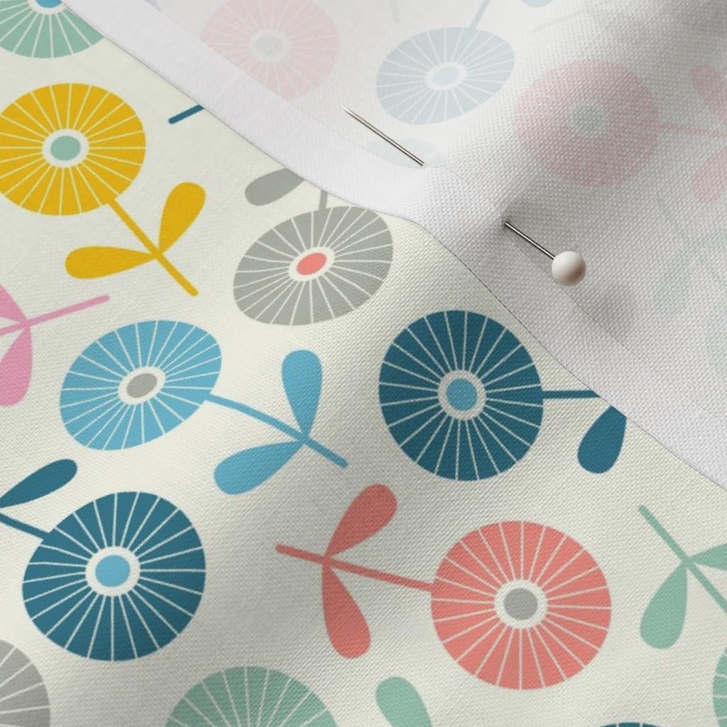 Spoonflower Fabric - Spring Ditsy Floral Pastel Pink Blue Yellow Red Quilt Printed on Petal Signature Cotton Fabric Fat Quarter - Sewing Quilting Apparel Crafts Decor