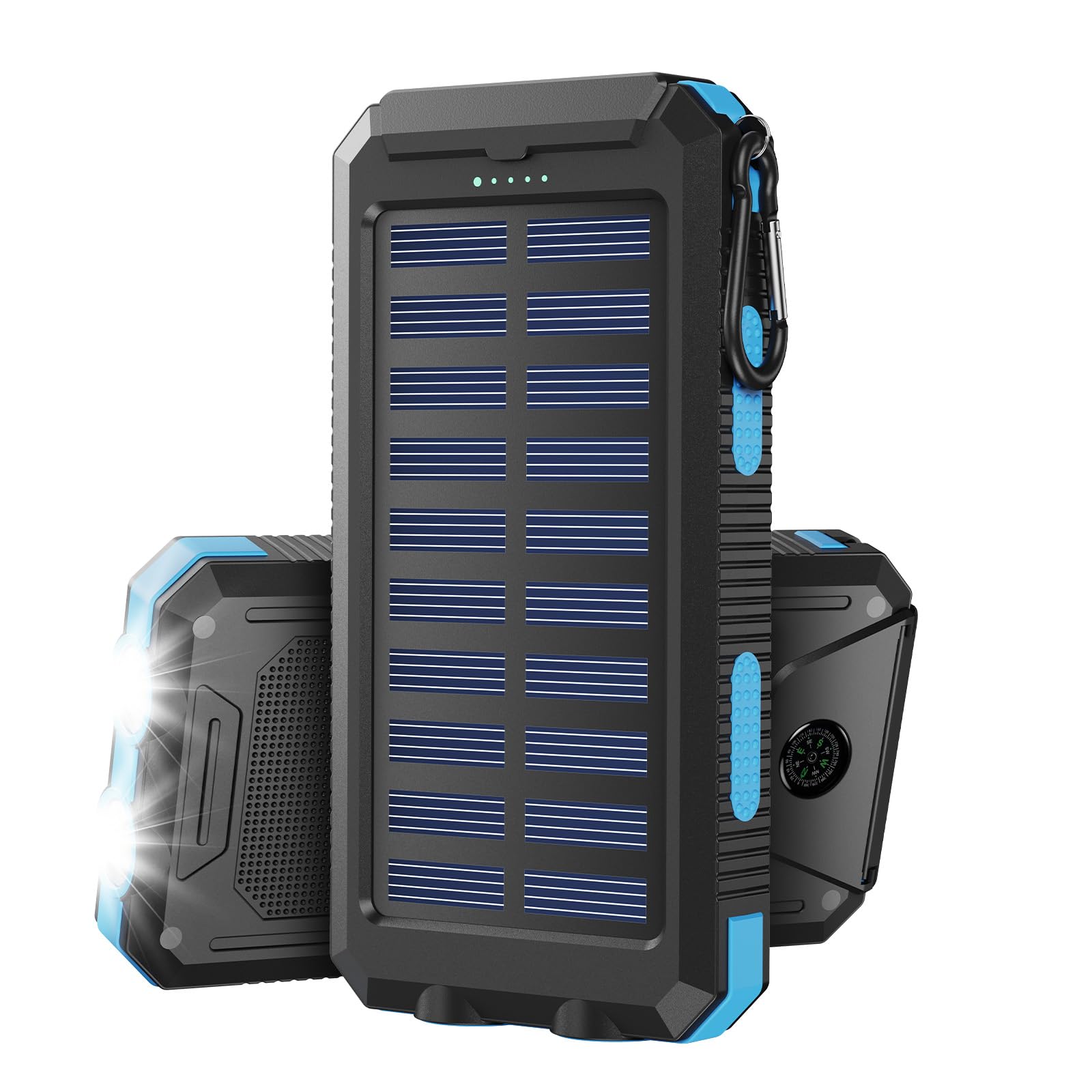 Vikeri Solar Powerbank 26800mAh, Powerbank Solar Wasserdichtes USB C Externer Akku mit 4 Outputs, Power Bank für Smartphones, Tablets und mehr (Blau)