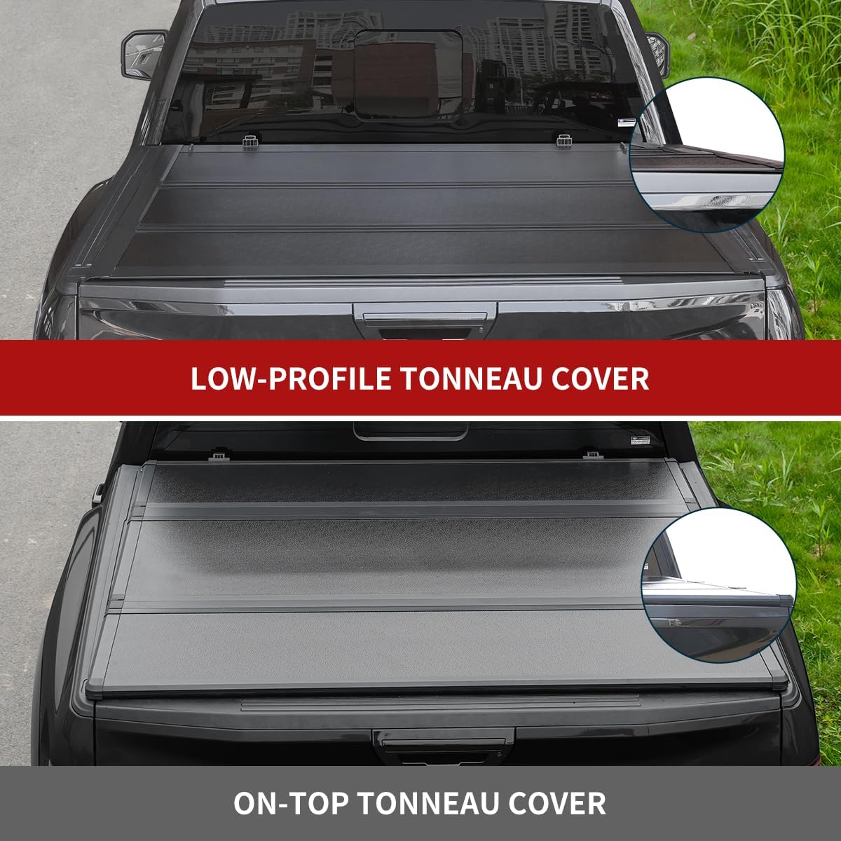 FRP Hard Low Profile Tonneau Cover for 2015-2026 Ford F150, 5.5' Bed (67") | Incl. Raptor/Lightning | Heavy-Duty Folding Truck Bed Cover