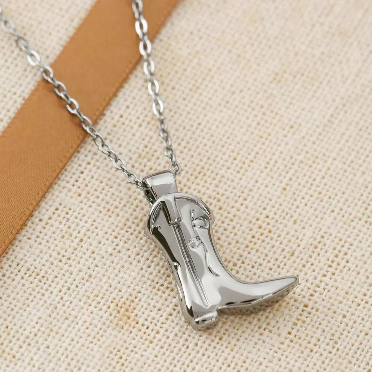 Silver Cowboy Necklace, Sterling Silver Boot Necklaces, Dainty Texas Jewelry, Trendy Western Cowgirl Necklace for Women, Cute Rodeo Accessories, Minimalist Vaquero Country Concert Outfit for Ladies, Cool Gifts for Women in Their 20s - Image 5