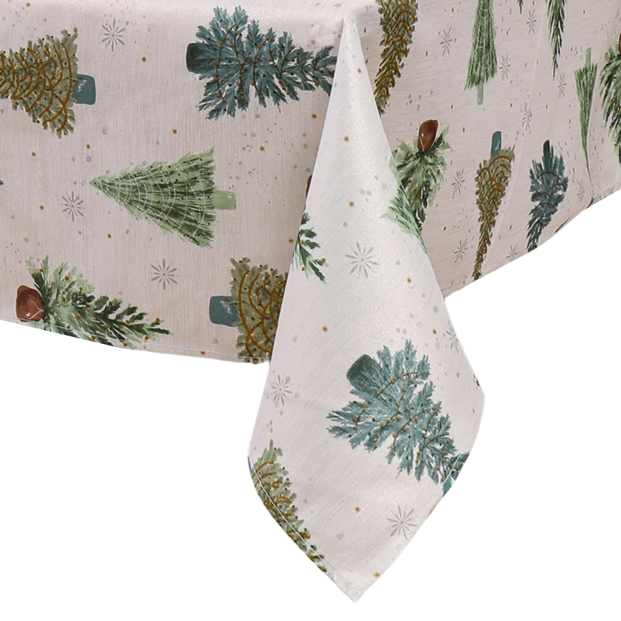 Elrene Home Fashions Lucina Twinkle Trees Holiday/Christmas Sparkle Lurex Tkanina Prostokątny Obrus do jadalni, 152 cm x 213 cm